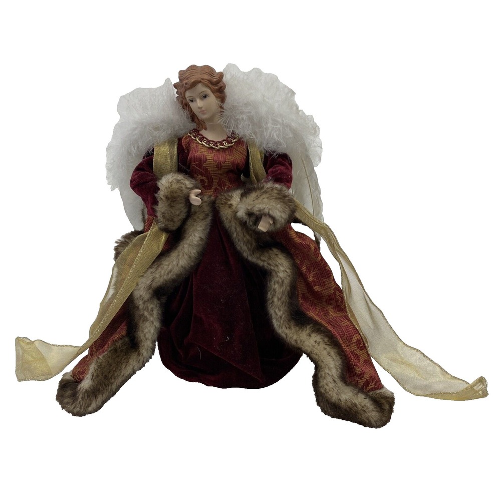 Vintage christmas tree angel topper gorgeous porcelain head and hands wings